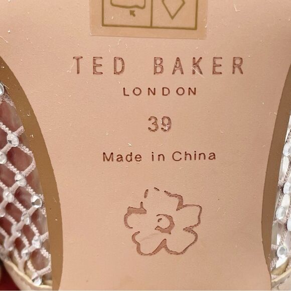 Ted Baker Celya Crystal Mesh Heeled Mules Sandals Nude Tan Size EU 39 US 8.5 - Picture 14 of 16